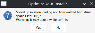 Window asking to optimize the game install